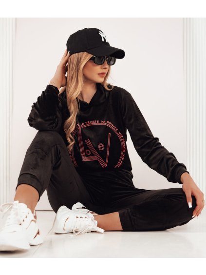 Čierna velúrová tepláková súprava VIP PRIVATE