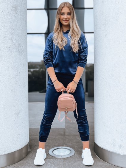 Tmavomodrá velúrová tepláková súprava SO COMFY