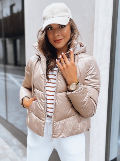 Zlatá lesklá prešívaná bunda LOLAROSE