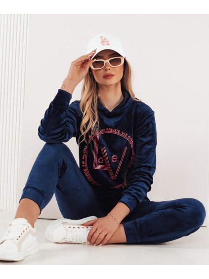 Tmavomodrá velúrová tepláková súprava VIP PRIVATE