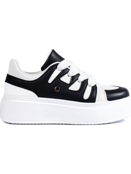 Čierno-biele dámske sneakersy na hrubej podrážke