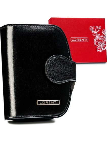 Lorenti Čierna malá hladká kožená peňaženka S236