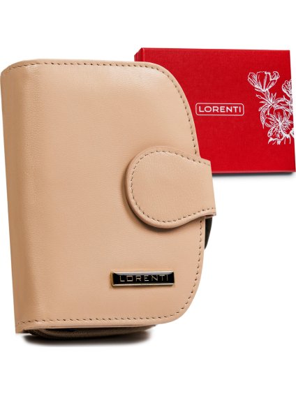 Béžová malá hladká kožená peňaženka S235