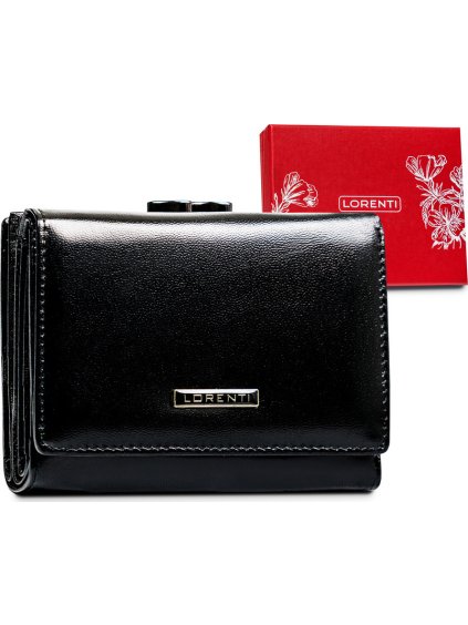 Lorenti Čierna malá kožená peňaženka S239