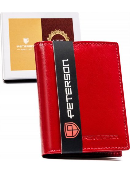 Peterson Červená malá kožená peňaženka bez zapínania Y400