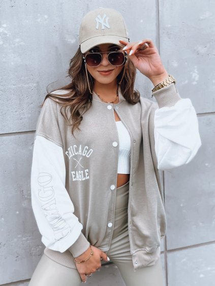 Béžová baseballová mikina s potlačou OLDSCHOOL CHICAGO