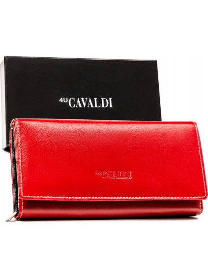 Rovicky Červená veľká kožená peňaženka s farebným vnútrom M535