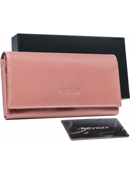 Cavaldi Ružová kožená jednofarebná dámska peňaženka M412