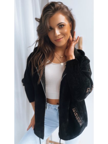 Čierna teplá mikina na zips NIVE