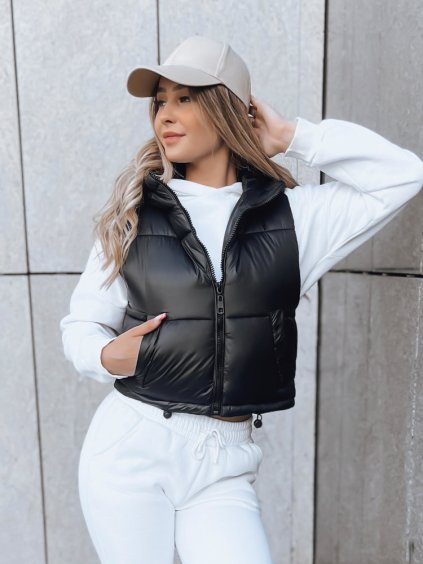 Čierna prešívaná vesta kratšieho strihu CEDAR