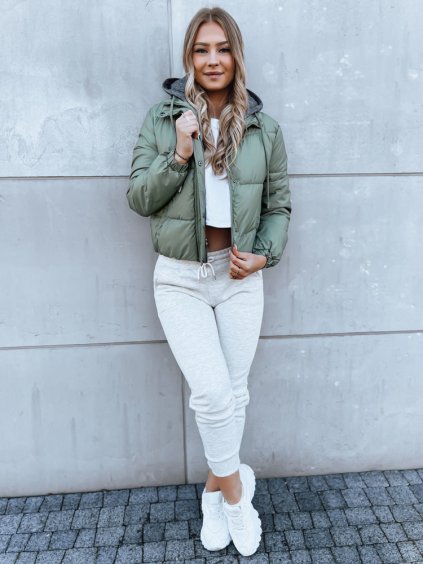 Zelená prešívaná crop bunda KHALEESI