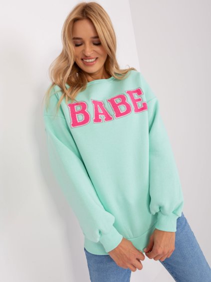 Mintová oversize mikina BABE