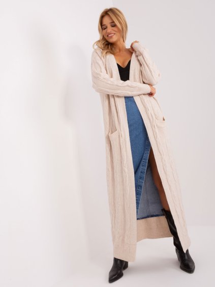 Svetlobéžový dlhý Kardigán