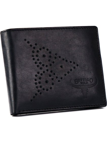 Buffalo Wild Čierna kožená peňaženka so zdobením E061