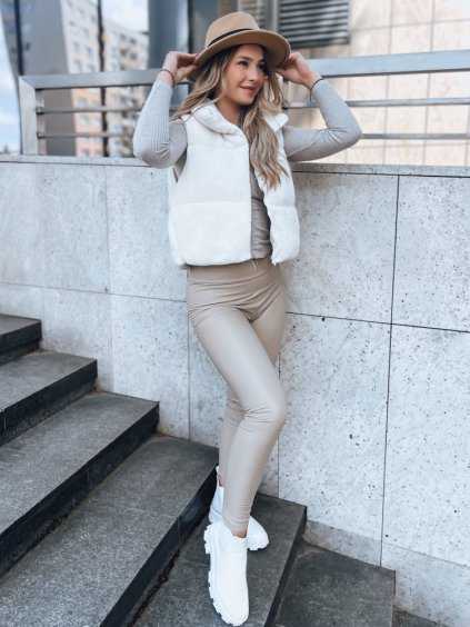 Biela kožúšková vesta BEEWARM