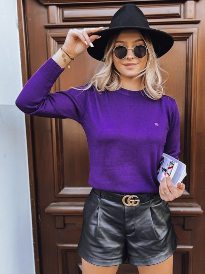 Tmavofialový klasický sveter REGALIA