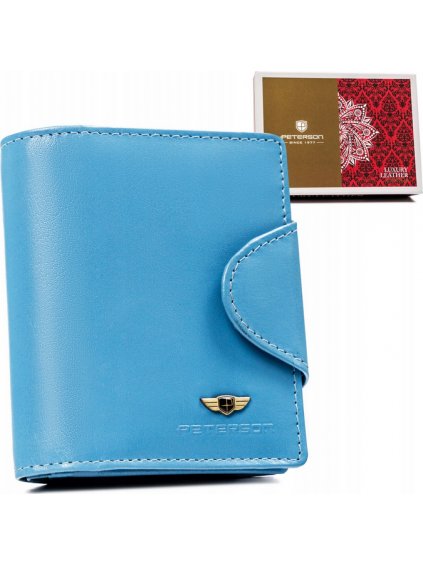 Svetlomodrá malá dámska kožená peňaženka Y408