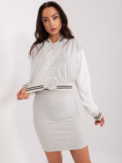 Svetlosivá súprava sukne a baseballovej mikiny