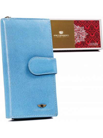 Peterson Svetlomodrá veľká dámska peňaženka na zips a patentku Y425