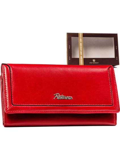 Peterson Červená veľká hladká kožená peňaženka Y438