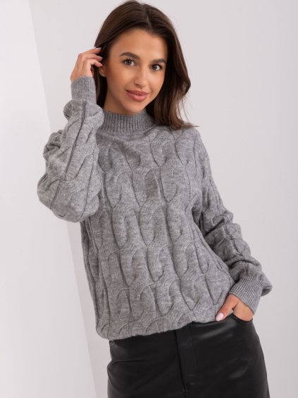 Sivý teplý sveter s rolákom