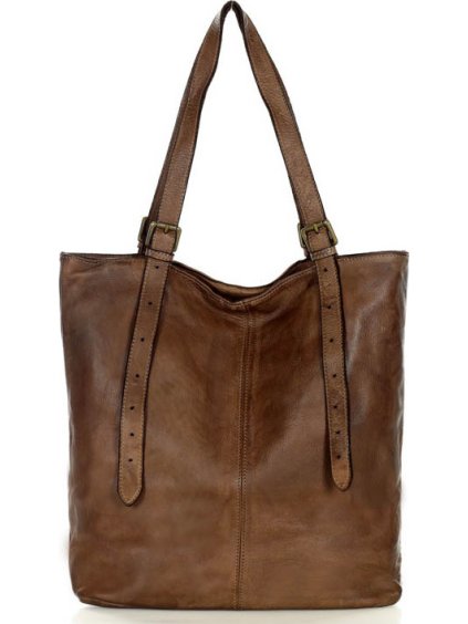 MARCO MAZZINI hnedá priestranná kožená shopper kabelka