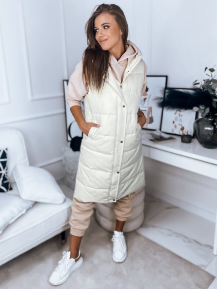 (Veľ. S) Smotanová dlhá prešívaná vesta BRONS