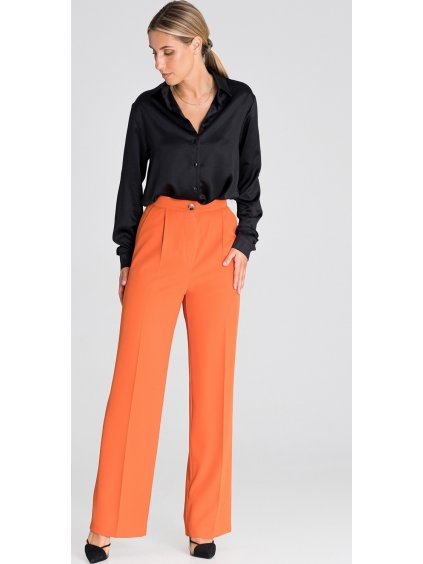 Oranžové elegantné spoločenské nohavice