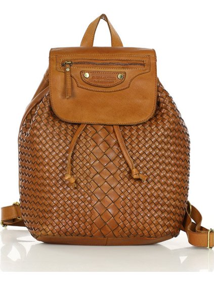 MARCO MAZZINI Pletený kožený batoh - hnedý