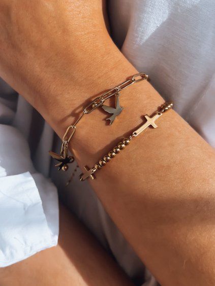 Zlatý náramok s motívmi lastoviek PAJARO