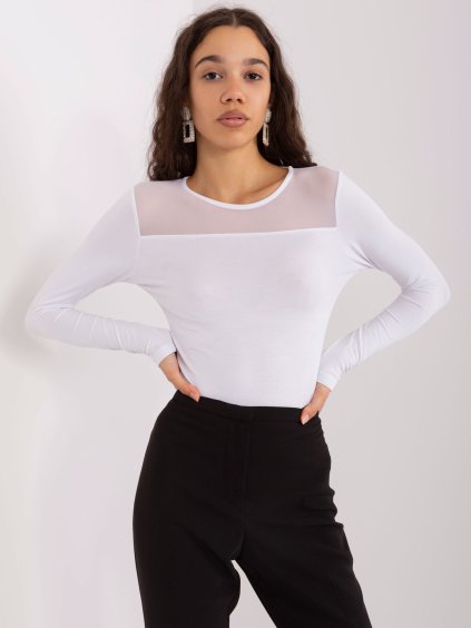 Biela blúzka s priesvitnou vsadkou