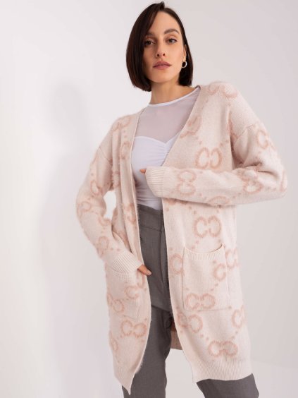 Svetloružový kardigán so vzorom