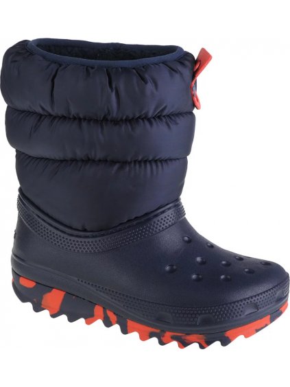 Tmavomodré snehule Crocs Classic Neo Puff Boot Kids