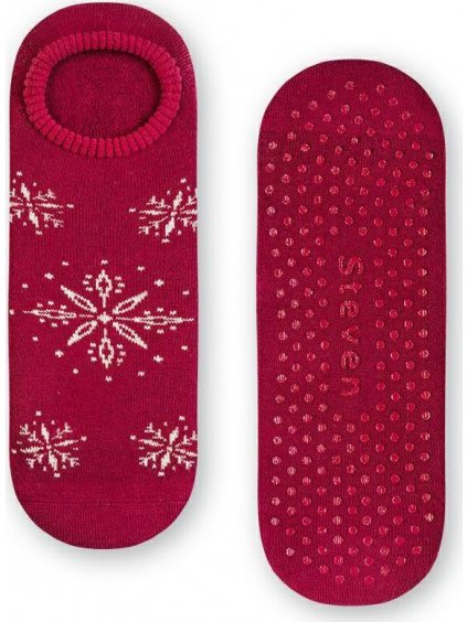 Vínové protišmykové ponožky s motívom vločiek Art.132