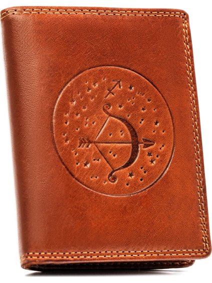 Peterson Hnedá kožená peňaženka s vyrazeným znamením zverokruhu - strelec W114