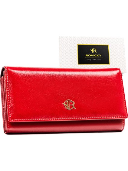 Rovicky Červená hladká kožená peňaženka V221