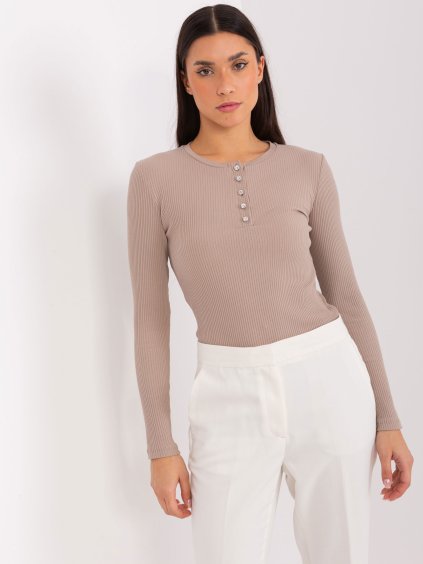 Tmavobéžové rebrované tričko