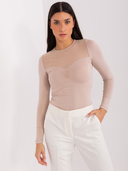 Béžová elegantná priesvitná blúzka