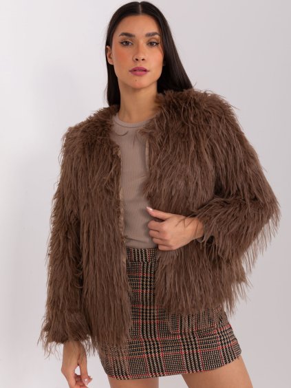 Tmavohnedý dámsky kožúšok