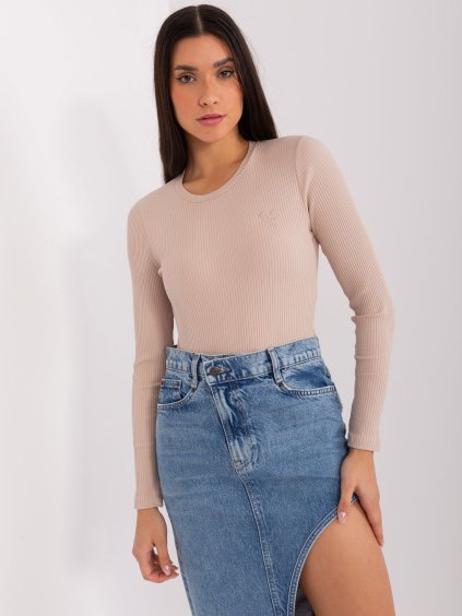 Béžové rebrované tričko