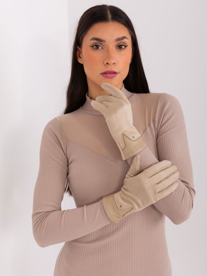 Béžové elegantné rukavice