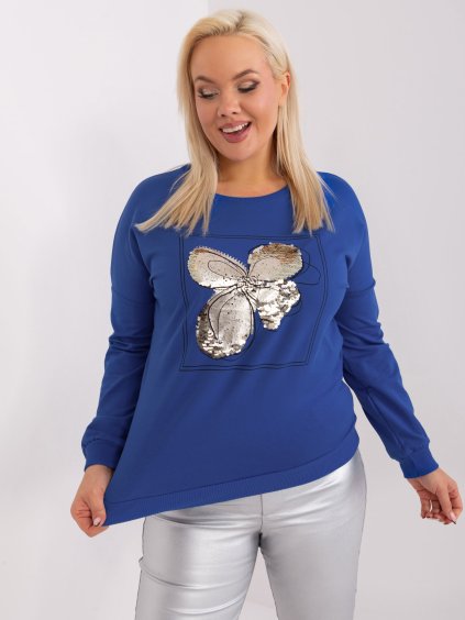 Modré tričko s kvetinovou aplikáciou