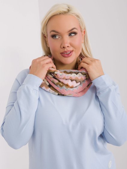 Ružovo-hnedý vzorovaný komínový šál