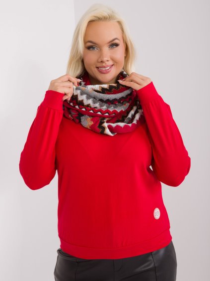 Červený vzorovaný komínový šál