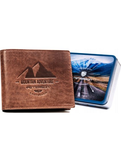 Peterson Svetlohnedá kožená peňaženka s potlačou W139