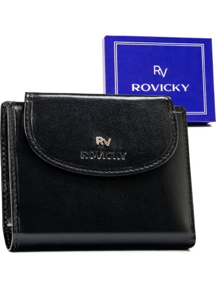 Rovicky Čierna kožená peňaženka na patentku V243