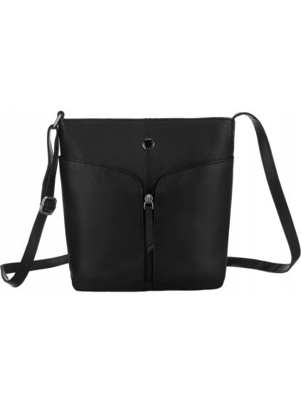 Peterson Čierna kožená crossbody kabelka