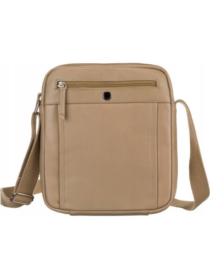 Peterson Béžová malá kožená messenger taška