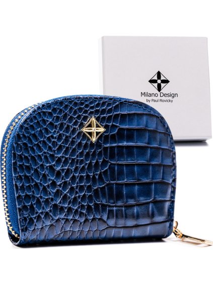 Milano Design Modrá malá peňaženka na zips T028