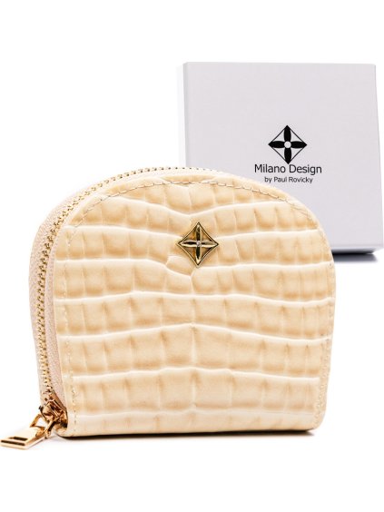 Milano Design Béžová malá peňaženka na zips T026